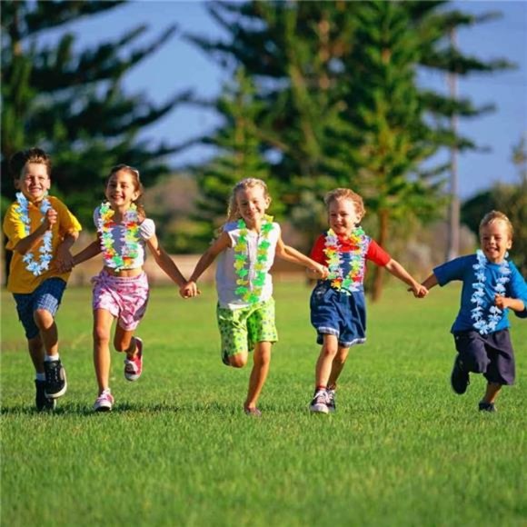 Hawaiian Leis 50 Counts Hawaii Flower Leis Adults + Kids Luau Party Decorations - Picture 5 of 6